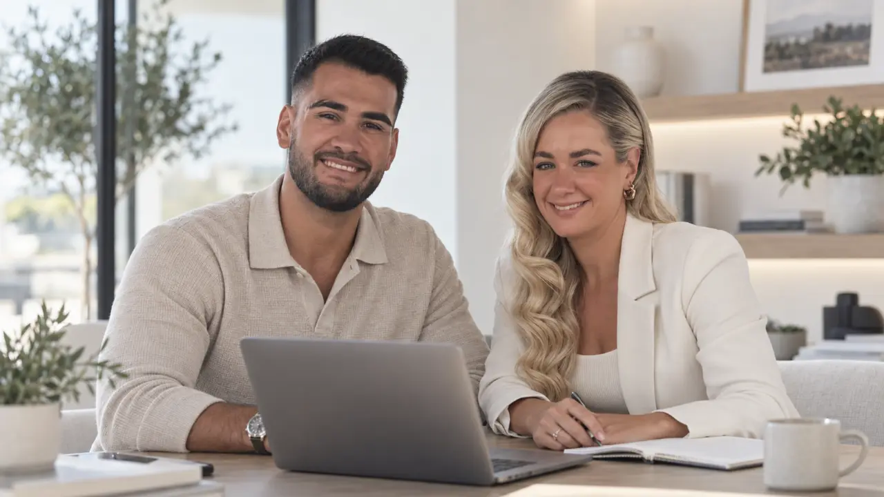 Stefan und Vanessa von VANDS MEDIA am Laptop